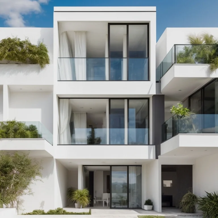 Luxusvilla mit Garten und Pool bei Sonnenuntergang